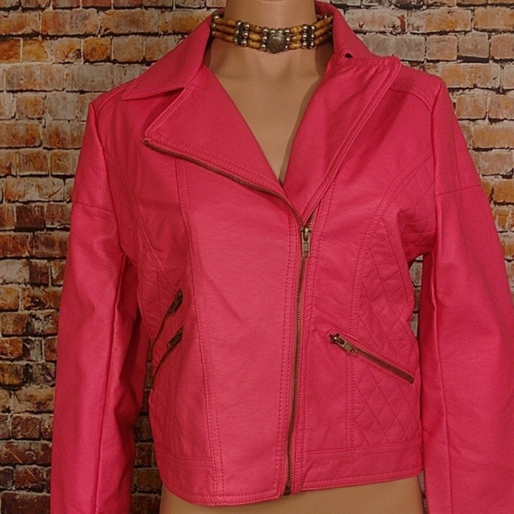 Jackets & Blazers - NWOT Pink Motorcycle Jacket Large